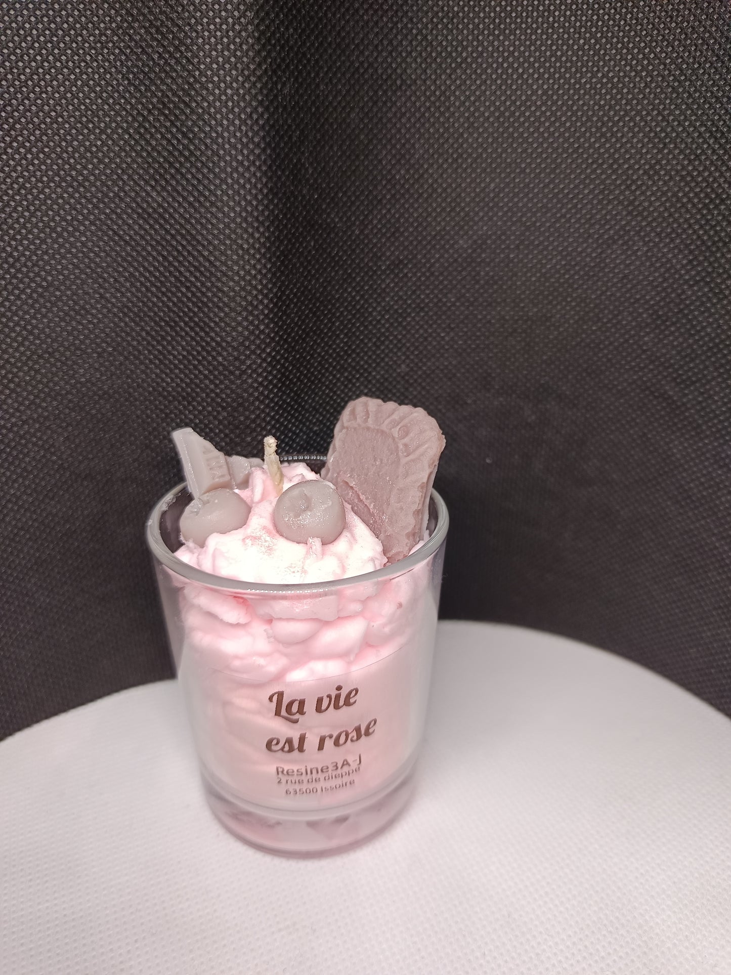 Bougie gourmande la vie en rose